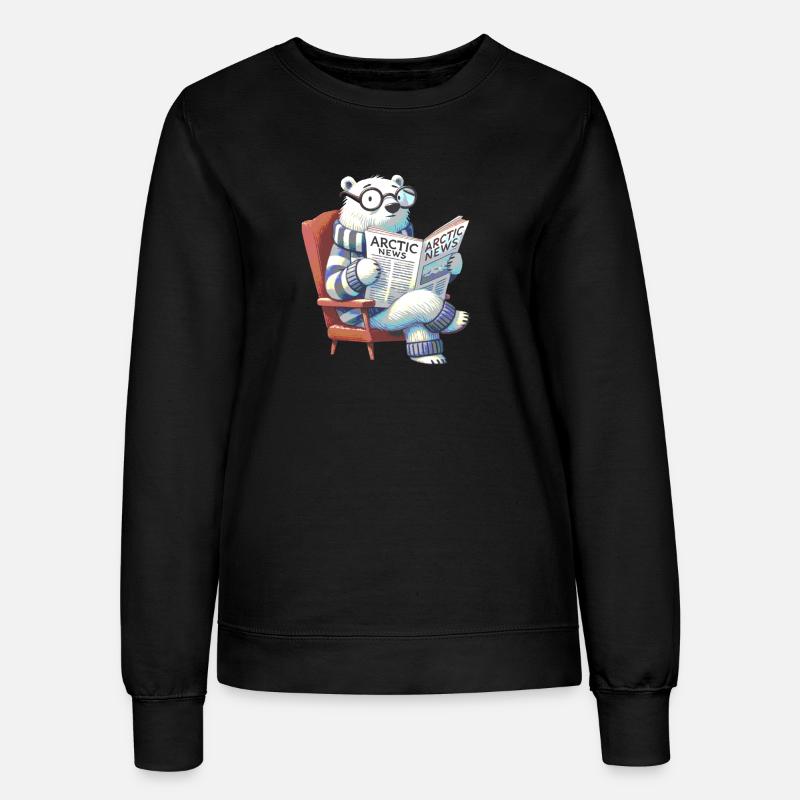 Eisbär liest Zeitung - Frauen Sweatshirt - Schwarz
