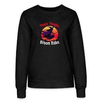 Thick Thighs Broom Rides Halloween Fun - Women’s Sweatshirt - black - Front - AI Model Female 172 light (172cm)