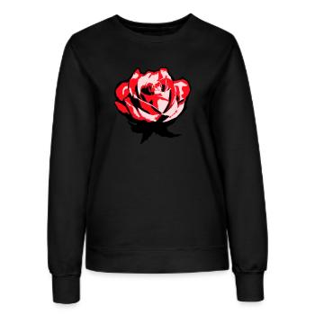 Hübsche Schöne Rose Blüte Blatt Röschen Romantisch - Frauen Sweatshirt - Schwarz - Vorne - AI Model Female 172 light (172cm)