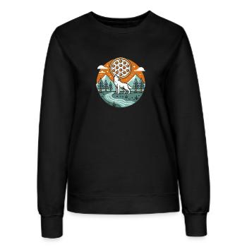 Heulender Wolf mit Pizza Mond - Frauen Sweatshirt - Schwarz - Vorne - AI Model Female 172 light (172cm)