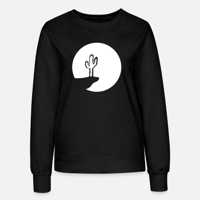 Kaktus Måne Kveld Mountain Cliff Night Cacti Desert - Sweatshirt for kvinner - svart