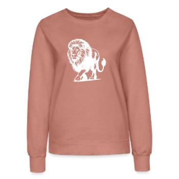 Lion à crinière grand chat africain - Sweat Femme - rose poudré - Devant - AI Model Female 172 dark (172cm)