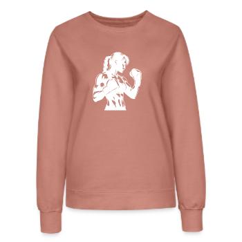 Boxer with gloves in concentrated posture - Women’s Sweatshirt - dusky rose - Front - AI Model Female 172 dark (172cm)