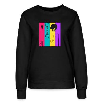 Retro Pferd Dressur - Reiten Geschenkidee - Frauen Sweatshirt - Schwarz - Vorne - AI Model Female 172 light (172cm)