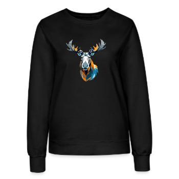 Elch-Vektor-Kunst mit lebendiger Farbillustration - Frauen Sweatshirt - Schwarz - Vorne - AI Model Female 172 light (172cm)