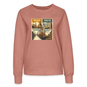 Vintage Travel Poster: Eine nostalgische Reise - Frauen Sweatshirt - Altrosa - Vorne - AI Model Female 172 dark (172cm)