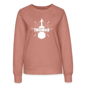 Prénom Thomas - Sweat Femme - rose poudré - Devant - AI Model Female 172 dark (172cm)