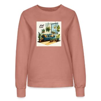 Salon d’amoureux des plantes - Sweat Femme - rose poudré - Devant - AI Model Female 172 dark (172cm)