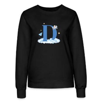 Buchstabe d blaue Wolken Flugzeug Kind - Frauen Sweatshirt - Schwarz - Vorne - AI Model Female 172 light (172cm)