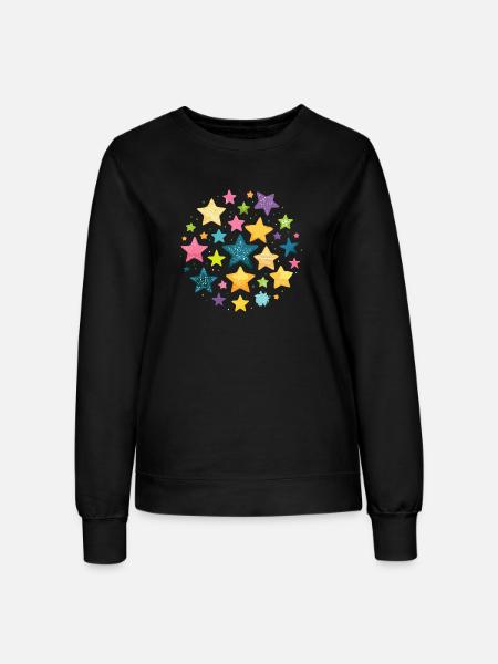 sterne,stern,bunte sterne,illustration - Frauen Sweatshirt - Schwarz
