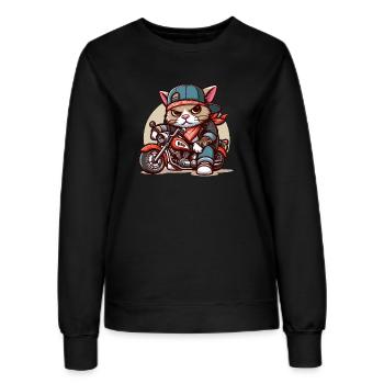 Chat forcé : tyran à moto - Sweat Femme - noir - Devant - AI Model Female 172 light (172cm)