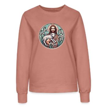 Hirte des Friedens - Frauen Sweatshirt - Altrosa - Vorne - AI Model Female 172 dark (172cm)