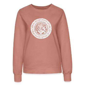 Calendrier maya - Blanc - Sweat Femme - rose poudré - Devant - AI Model Female 172 dark (172cm)