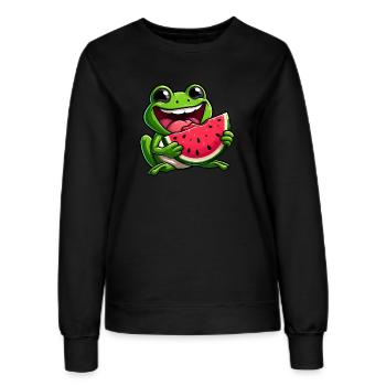 Funny Frog Watermelon Summer Fruit Design - Women’s Sweatshirt - black - Front - AI Model Female 172 light (172cm)