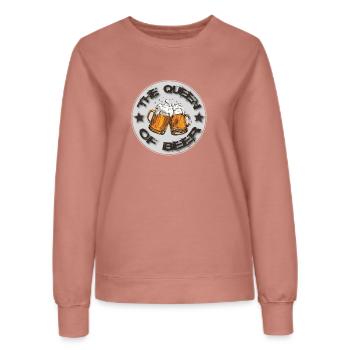 T-shirt La Reine de la Bière - Sweat Femme - rose poudré - Devant - AI Model Female 172 dark (172cm)