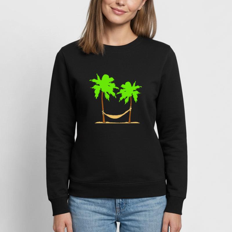 Hammock Under 2 Palm Trees Recreation Beach Sleeping Women’s Sweatshirt