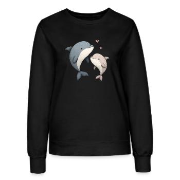 Dauphin Maman et Bébé - Sweat Femme - noir - Devant - AI Model Female 172 light (172cm)