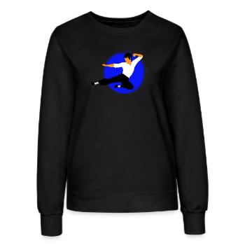 Karate-Flugtritt im blauen Kreis - Frauen Sweatshirt - Schwarz - Vorne - AI Model Female 172 light (172cm)