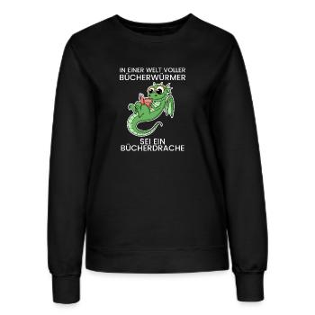 Bücher Drache Drachen - Frauen Sweatshirt - Schwarz - Vorne - AI Model Female 172 light (172cm)