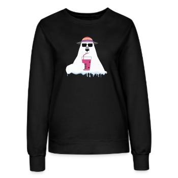 Global Warming Bear | Satire der arktischen Ökologie - Frauen Sweatshirt - Schwarz - Vorne - AI Model Female 172 light (172cm)