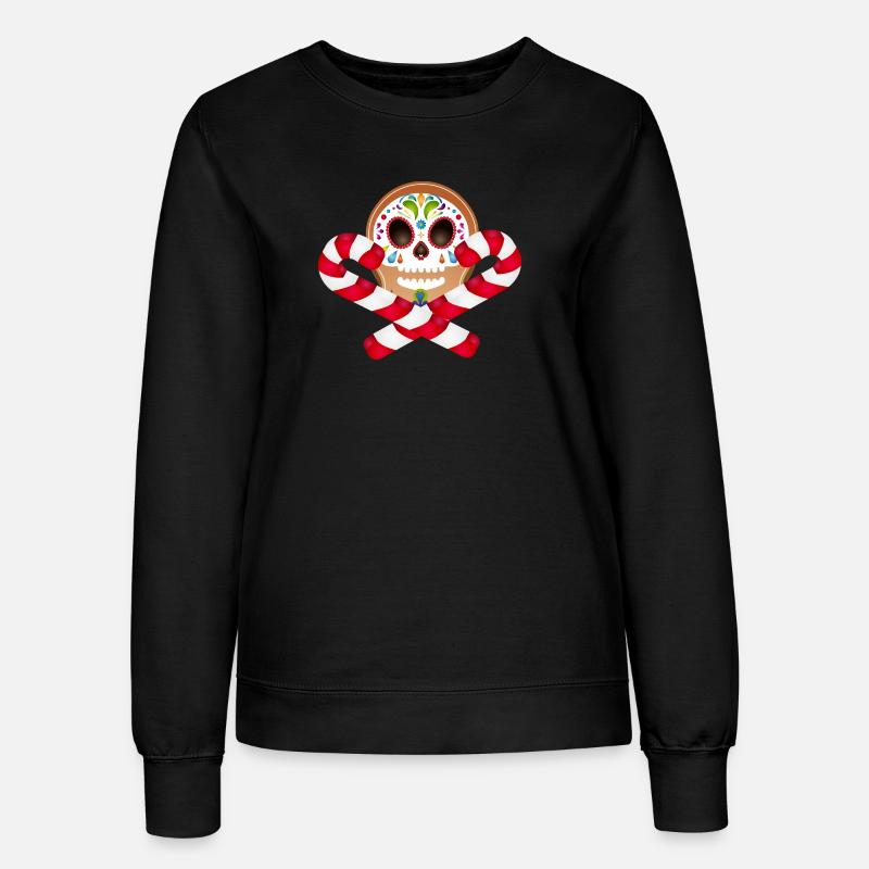 Gingerbread Man Sugar Skull Decor for Christmas - Women’s Sweatshirt - black