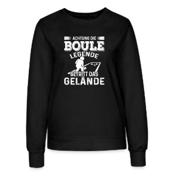 Achtung die Boule Legende betritt das Gelände - Frauen Sweatshirt - Schwarz - Vorne - AI Model Female 172 light (172cm)