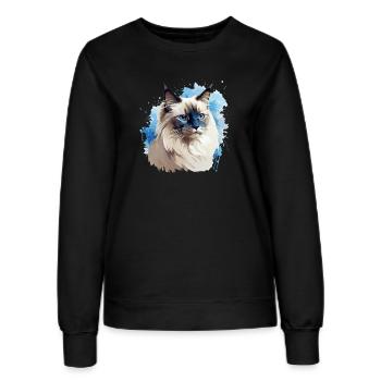 Katze Kopf Heilige Birma - Frauen Sweatshirt - Schwarz - Vorne - AI Model Female 172 light (172cm)