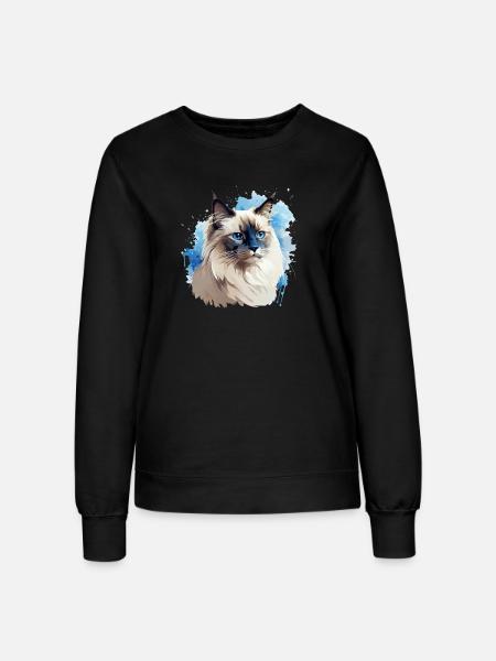 Katze Kopf Heilige Birma - Frauen Sweatshirt - Schwarz