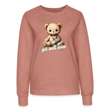 Teddy bringt Trost - Kuscheltier mit Gipsarm - Frauen Sweatshirt - Altrosa - Vorne - AI Model Female 172 dark (172cm)