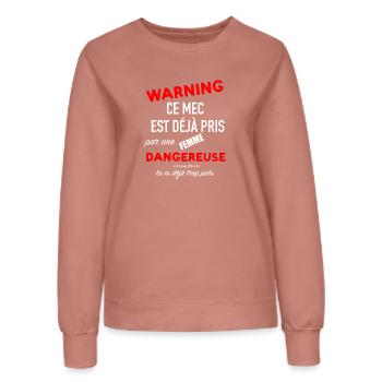 Humour homme couple femme jalouse saint valentin - Sweat Femme - rose poudré - Devant - AI Model Female 172 dark (172cm)