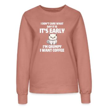 pas du matin, café, coffee - Sweat Femme - rose poudré - Devant - AI Model Female 172 dark (172cm)