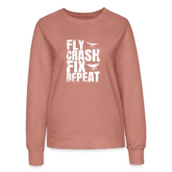 Fly_Crash_Fix_Repeat - Frauen Sweatshirt - Altrosa - Vorne - AI Model Female 172 dark (172cm)