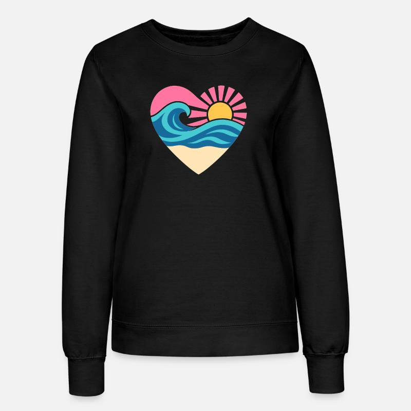 Summer Heart – Wave & Sunset - Women’s Sweatshirt - black