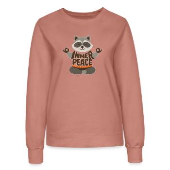Raccoon Yoga Inner Peace Meditating - Women’s Sweatshirt - dusky rose - Front - AI Model Female 172 dark (172cm)