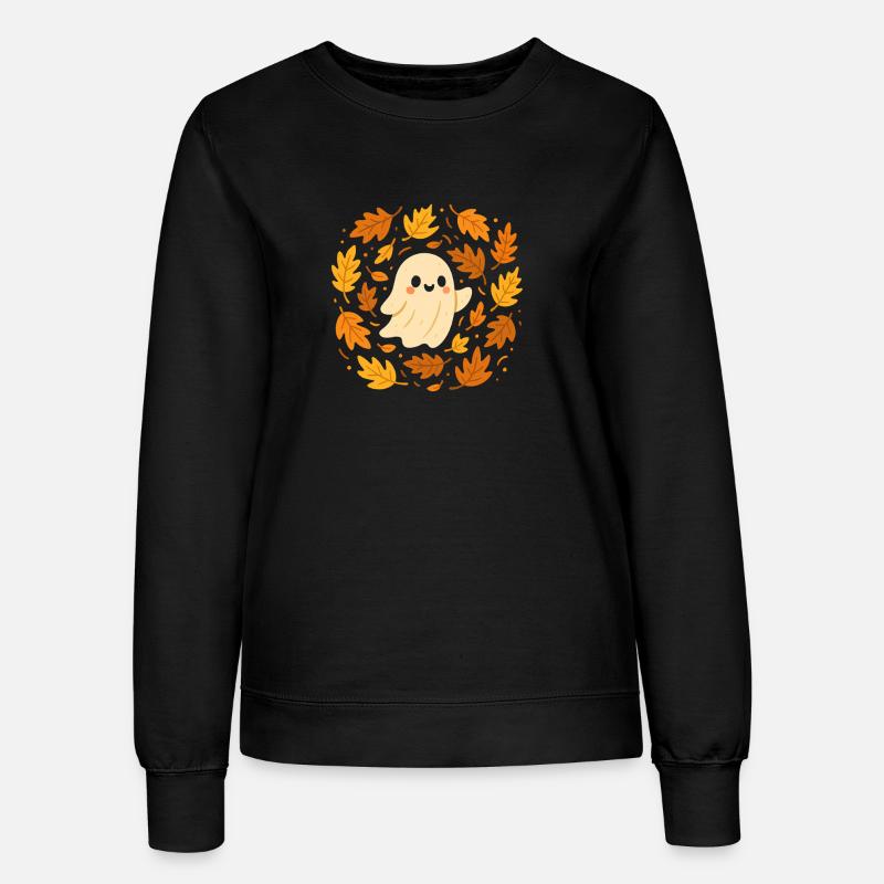 Herbstgeist zwischen Blättern - Frauen Sweatshirt - Schwarz