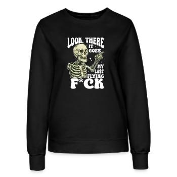 Halloween Skelett Flying F*ck - Frauen Sweatshirt - Schwarz - Vorne - AI Model Female 172 light (172cm)