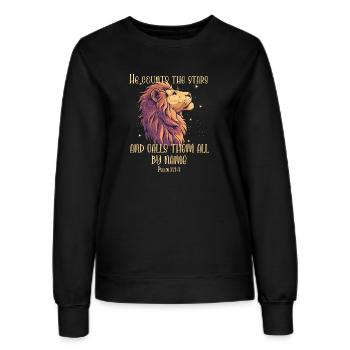Löwe Bibelvers Christlich - Frauen Sweatshirt - Schwarz - Vorne - AI Model Female 172 light (172cm)