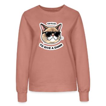 Trop Glam Chat Autocollant Cool Design - Sweat Femme - rose poudré - Devant - AI Model Female 172 dark (172cm)