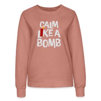 Calme comme une bombe Paradoxe Ironie Humour Blague explosive - Sweat Femme - rose poudré - Devant - AI Model Female 172 dark (172cm)