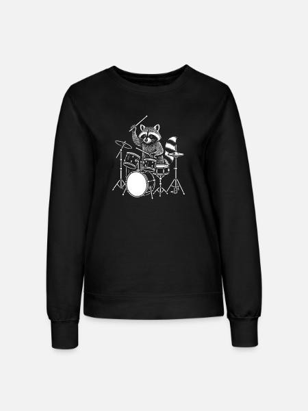 Waschbär Trommler Nightbeat - Frauen Sweatshirt - Schwarz