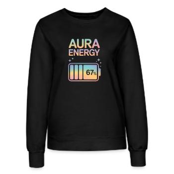 Aura Energy 67% Pastel Battery Meme - Women’s Sweatshirt - black - Front - AI Model Female 172 light (172cm)