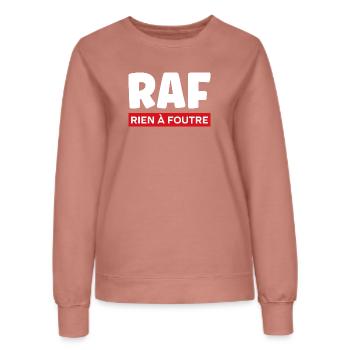 rien à foutre - Sweat Femme - rose poudré - Devant - AI Model Female 172 dark (172cm)