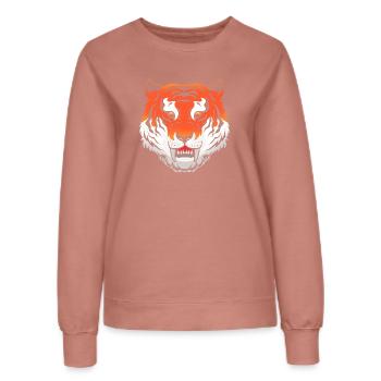 Urzeit Säbelzahntiger - Frauen Sweatshirt - Altrosa - Vorne - AI Model Female 172 dark (172cm)