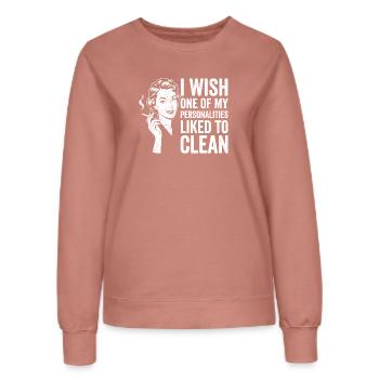Chemise humoristique domestique pour femmes - Sweat Femme - rose poudré - Devant - AI Model Female 172 dark (172cm)