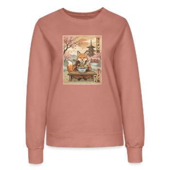 Fuchs Ramen Japanischer Vintage Stil - Frauen Sweatshirt - Altrosa - Vorne - AI Model Female 172 dark (172cm)