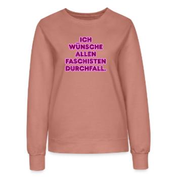 Gegen Faschisten Pink Protest - Frauen Sweatshirt - Altrosa - Vorne - AI Model Female 172 dark (172cm)