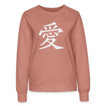 Liebe Kanji Kunst: Harmonische Schrift - Frauen Sweatshirt - Altrosa - Vorne - AI Model Female 172 dark (172cm)