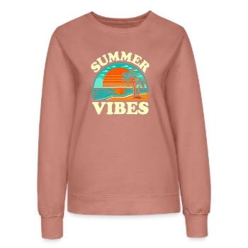 Palmen-Sommer- und Sonnenuntergangsstimmung - Frauen Sweatshirt - Altrosa - Vorne - AI Model Female 172 dark (172cm)