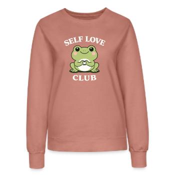 Chemise grenouille amoureuse de soi mignonne motivation - Sweat Femme - rose poudré - Devant - AI Model Female 172 dark (172cm)