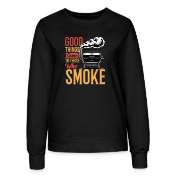 BBQ Grilling Meat Smoking Barbecue - Women’s Sweatshirt - black - Front - AI Model Female 172 light (172cm)